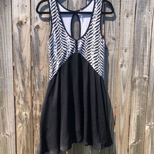 Free People Zebra Print Black Dress Keyhole Back